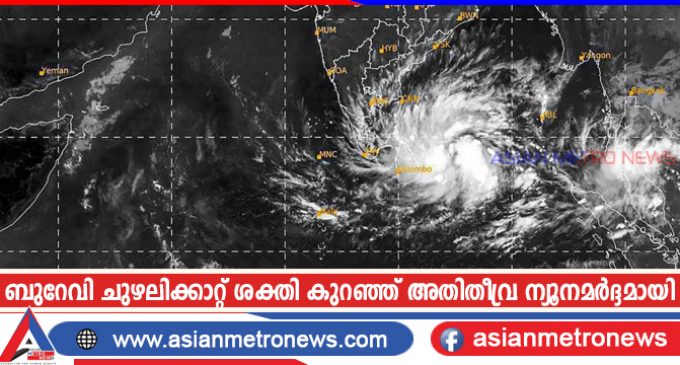 ബുറേവി ചുഴലിക്കാറ്റ് ശക്തി കുറഞ്ഞ് അതിതീവ്ര ന്യൂനമർദ്ദമായി