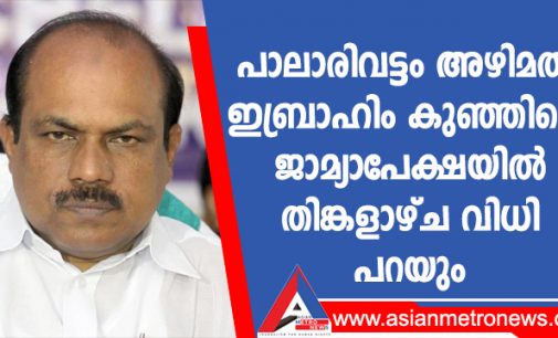 പാലാരിവട്ടം അഴിമതി: ഇബ്രാഹിം കുഞ്ഞിന്റെ ജാമ്യാപേക്ഷയിൽ തിങ്കളാഴ്ച വിധി പറയും