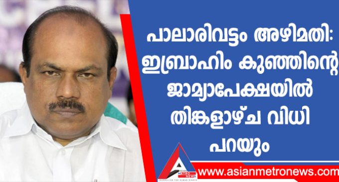 പാലാരിവട്ടം അഴിമതി: ഇബ്രാഹിം കുഞ്ഞിന്റെ ജാമ്യാപേക്ഷയിൽ തിങ്കളാഴ്ച വിധി പറയും