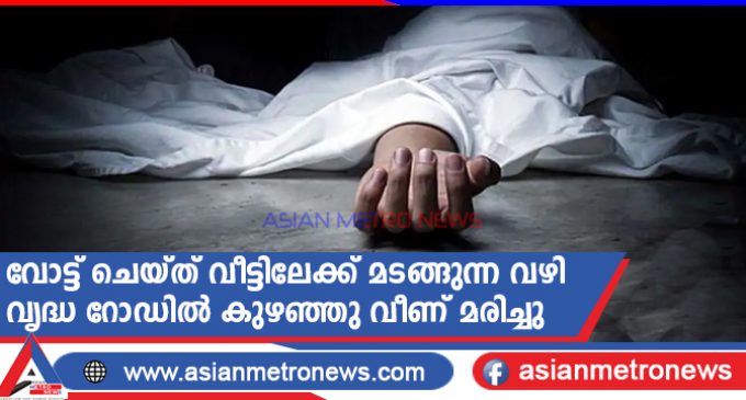 വോട്ട് ചെയ്ത് വീട്ടിലേക്ക് മടങ്ങുന്ന വഴി വൃദ്ധ റോഡിൽ കുഴഞ്ഞു വീണ് മരിച്ചു