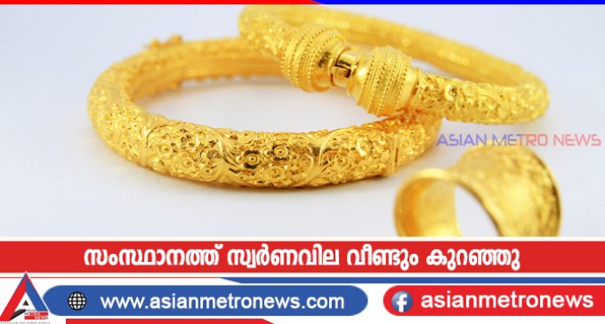 സംസ്ഥാനത്ത് സ്വർണവില വീണ്ടും കുറഞ്ഞു