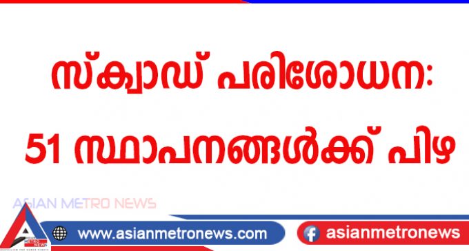 സ്ക്വാഡ് പരിശോധന: 51 സ്ഥാപനങ്ങള്ക്ക് പിഴ