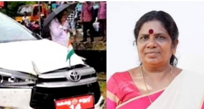 തിരുവല്ല ബൈപാസിൽ മന്ത്രി ജെ ചിഞ്ചുറാണിയുടെ കാർ അപകടത്തിൽപ്പെട്ടു.